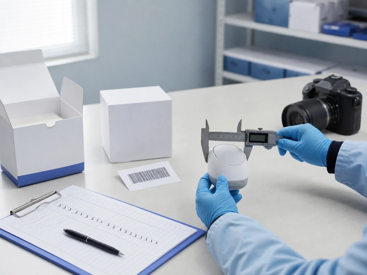 Product quality control inspection with measurement and evidence documentation