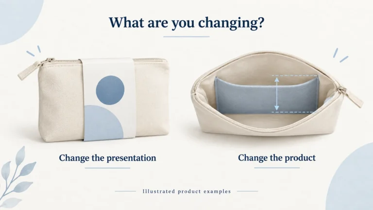Concept illustration contrasts a new sleeve on a standard organizer with a deeper internal pocket.