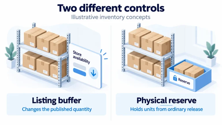 Illustrative listing availability adjustment compared with physically reserved units.
