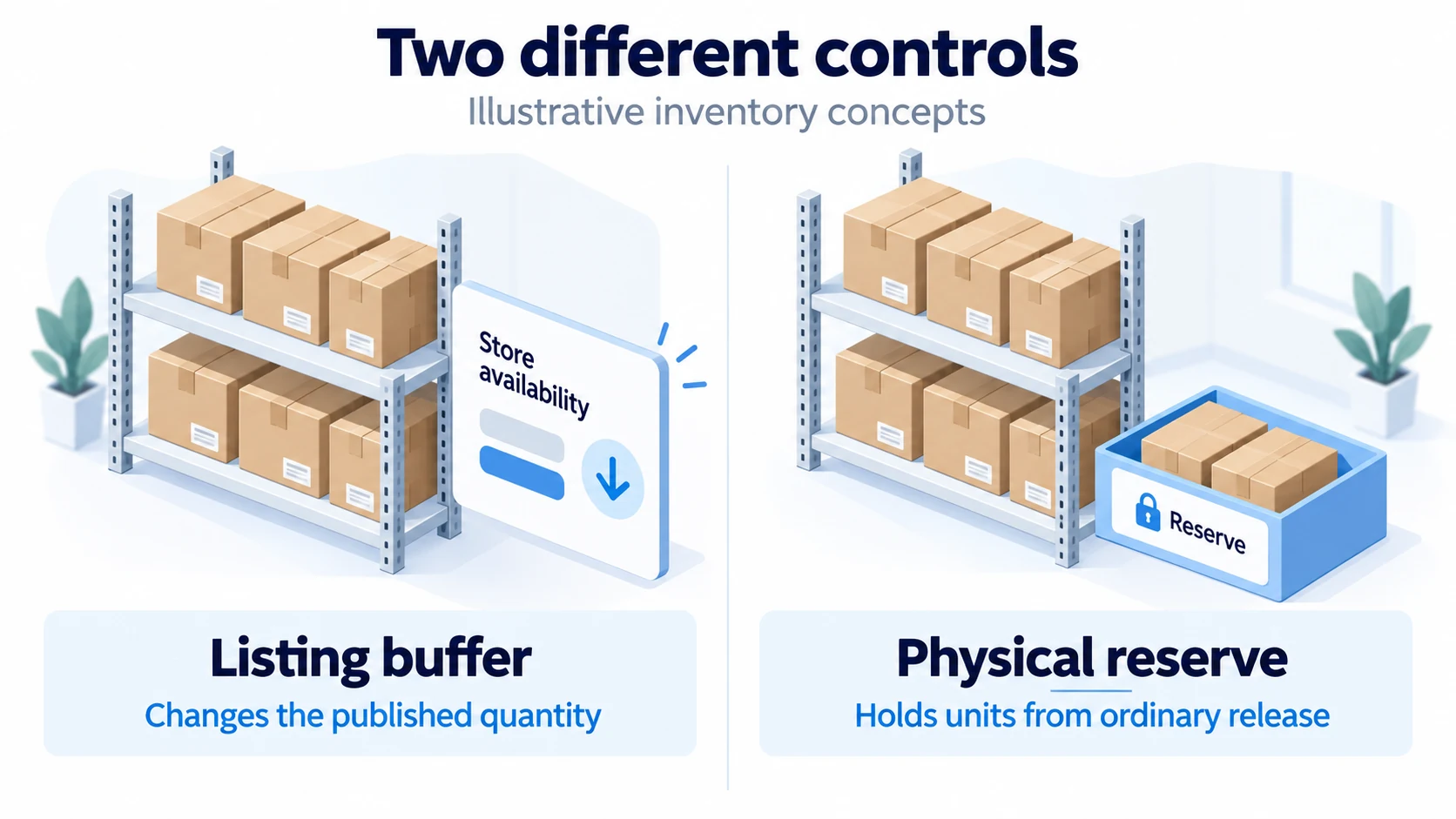 Illustrative listing availability adjustment compared with physically reserved units.