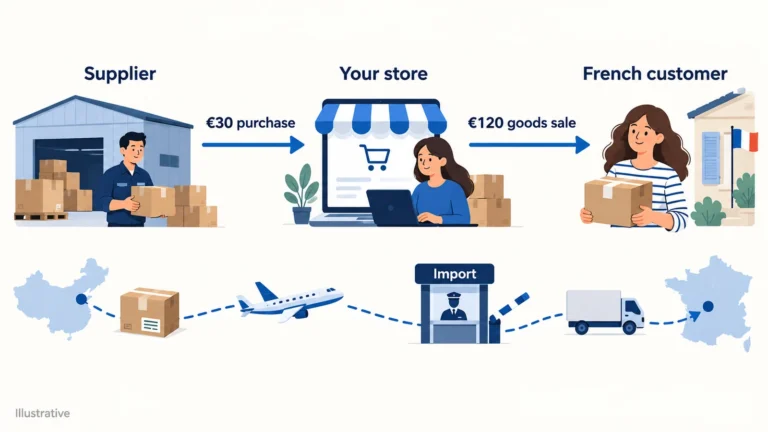 Illustrative two-sale chain and physical import route.