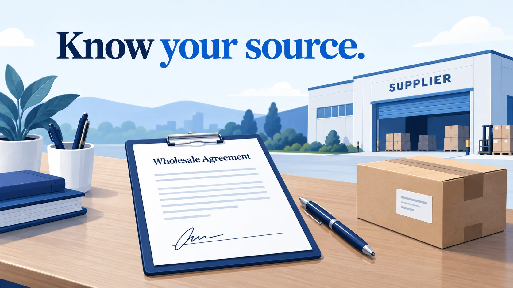 Illustrative wholesale supplier agreement and merchant order process.