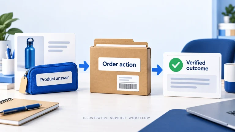 Illustrative product answer, order action and verified customer outcome.