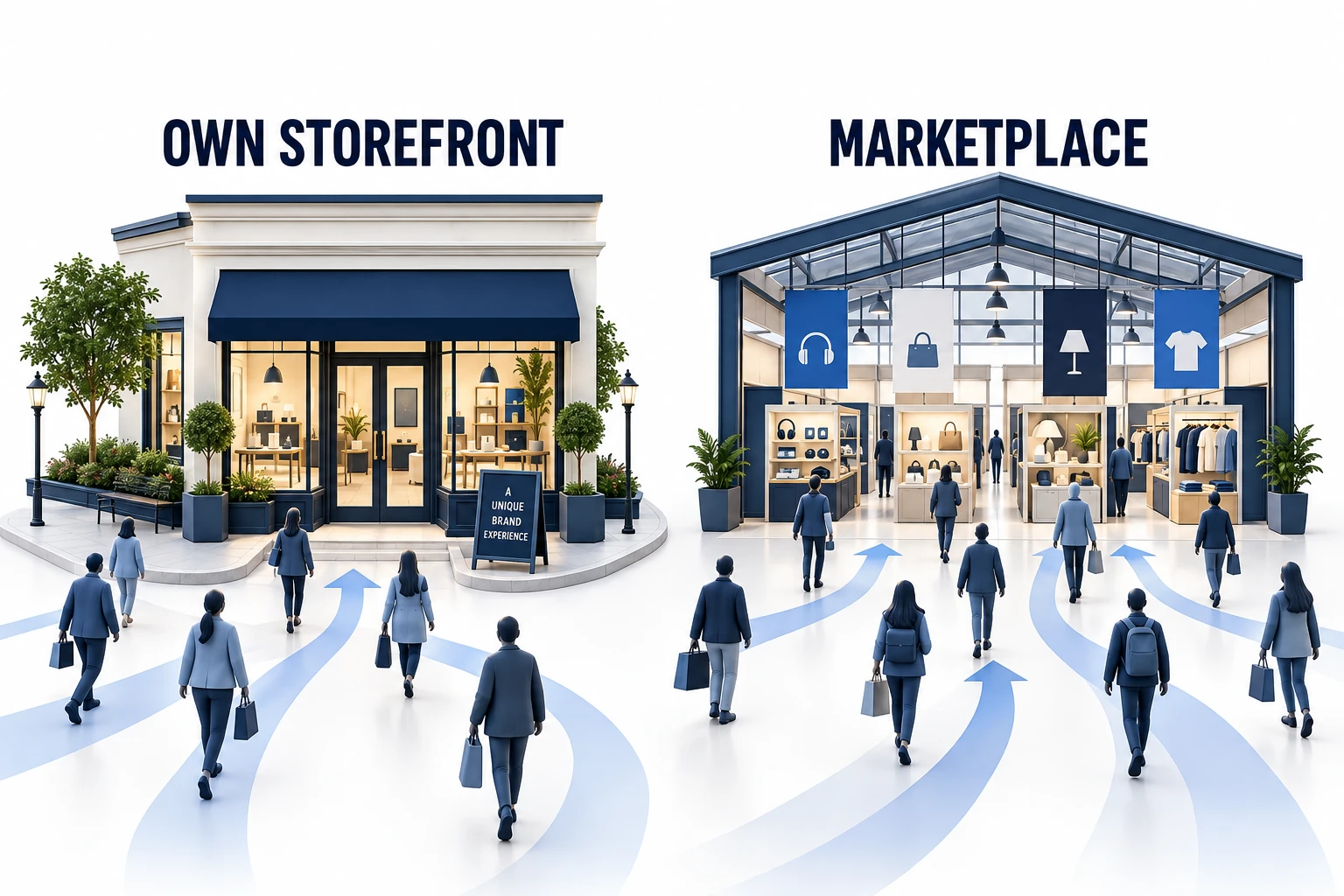Independent storefront and marketplace selling channels compared