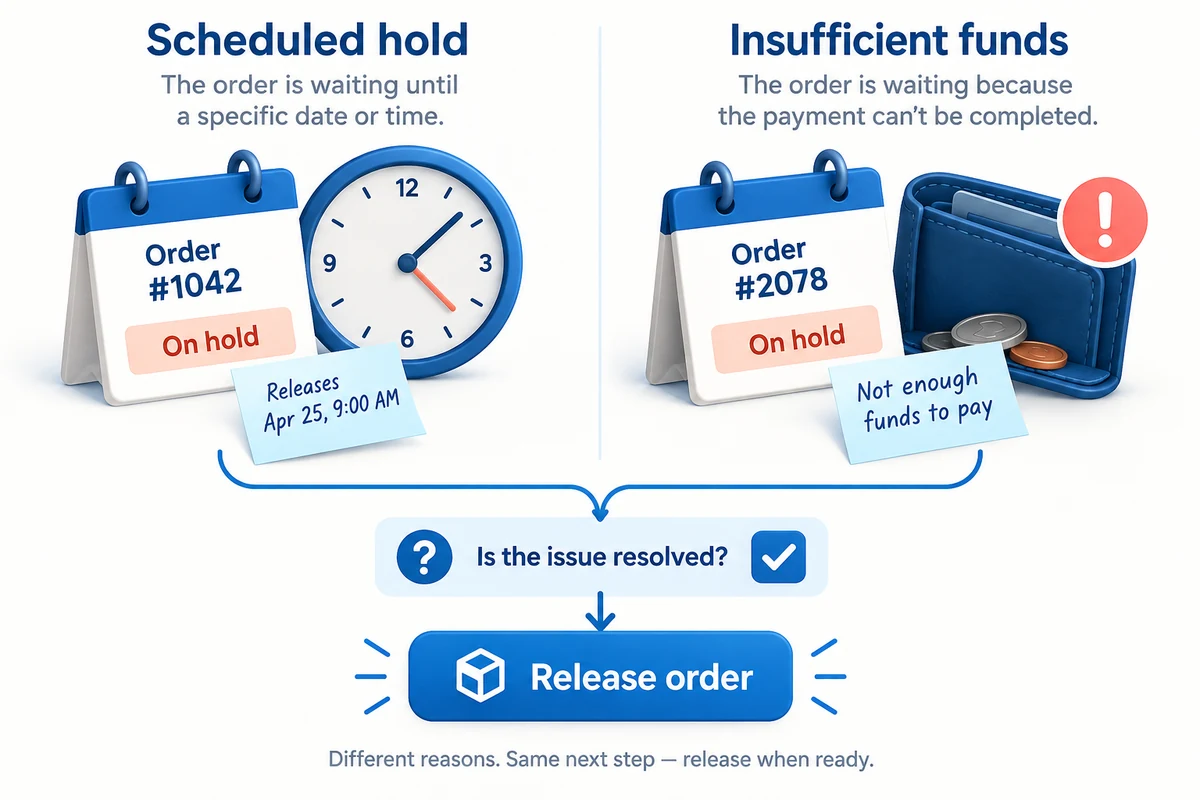Order hold and insufficient funds are distinct states