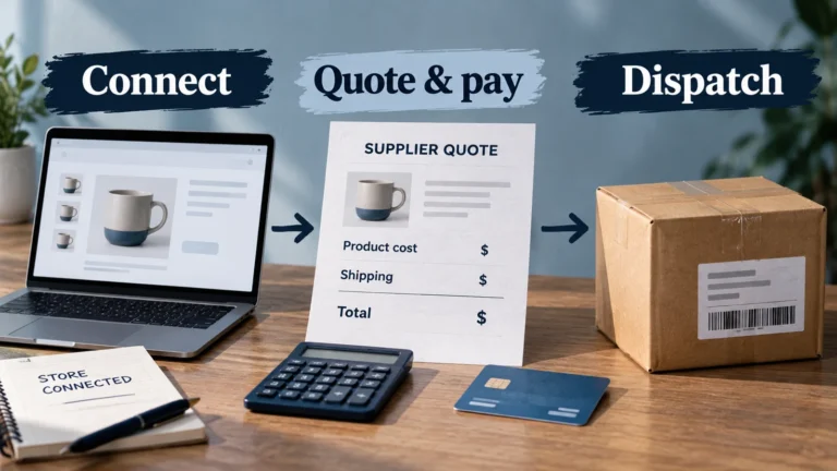 A store connection, complete purchase and actual dispatch are separate.