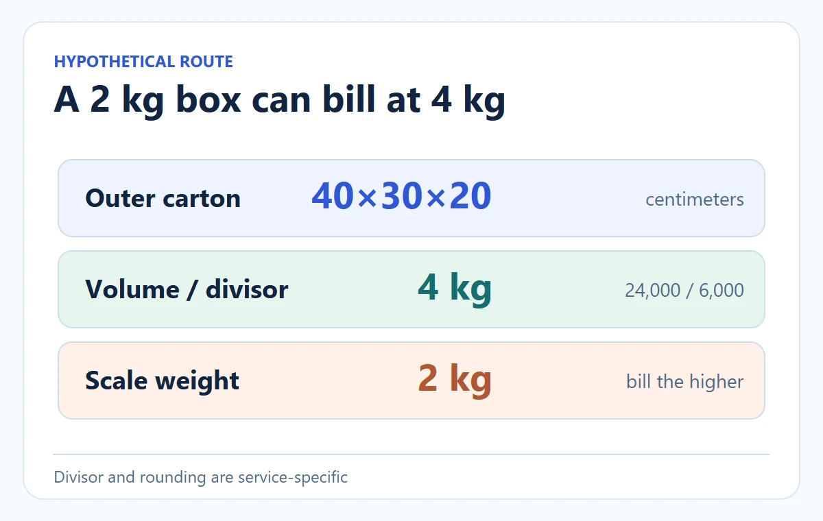 Explanatory diagram: A 2 kg box can bill at 4 kg.