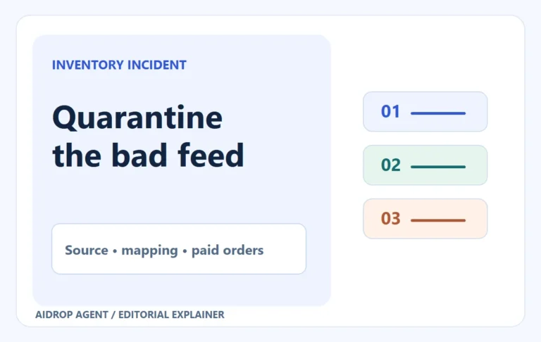Editorial illustration for dropshipping inventory feed errors.