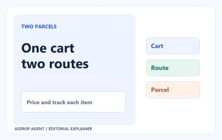 Editorial concept for Dropshipping Split Shipments: Quote and Track the Two Parcels Honestly: Price and track each item.
