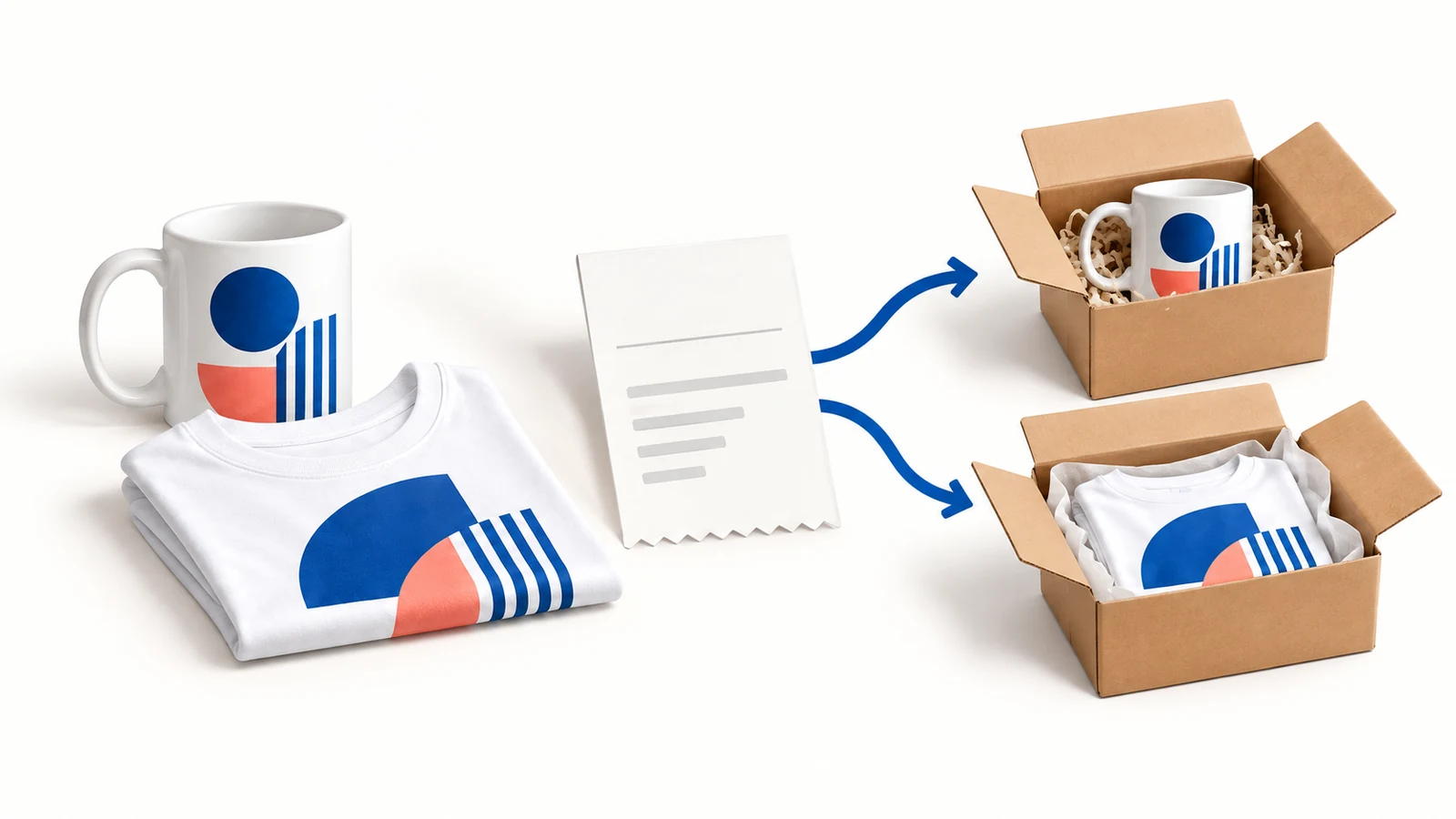 One custom merchandise checkout may contain several production jobs