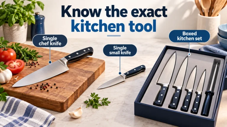 Illustration: A single cooking tool and a complete set create different purchase/parcel choices.