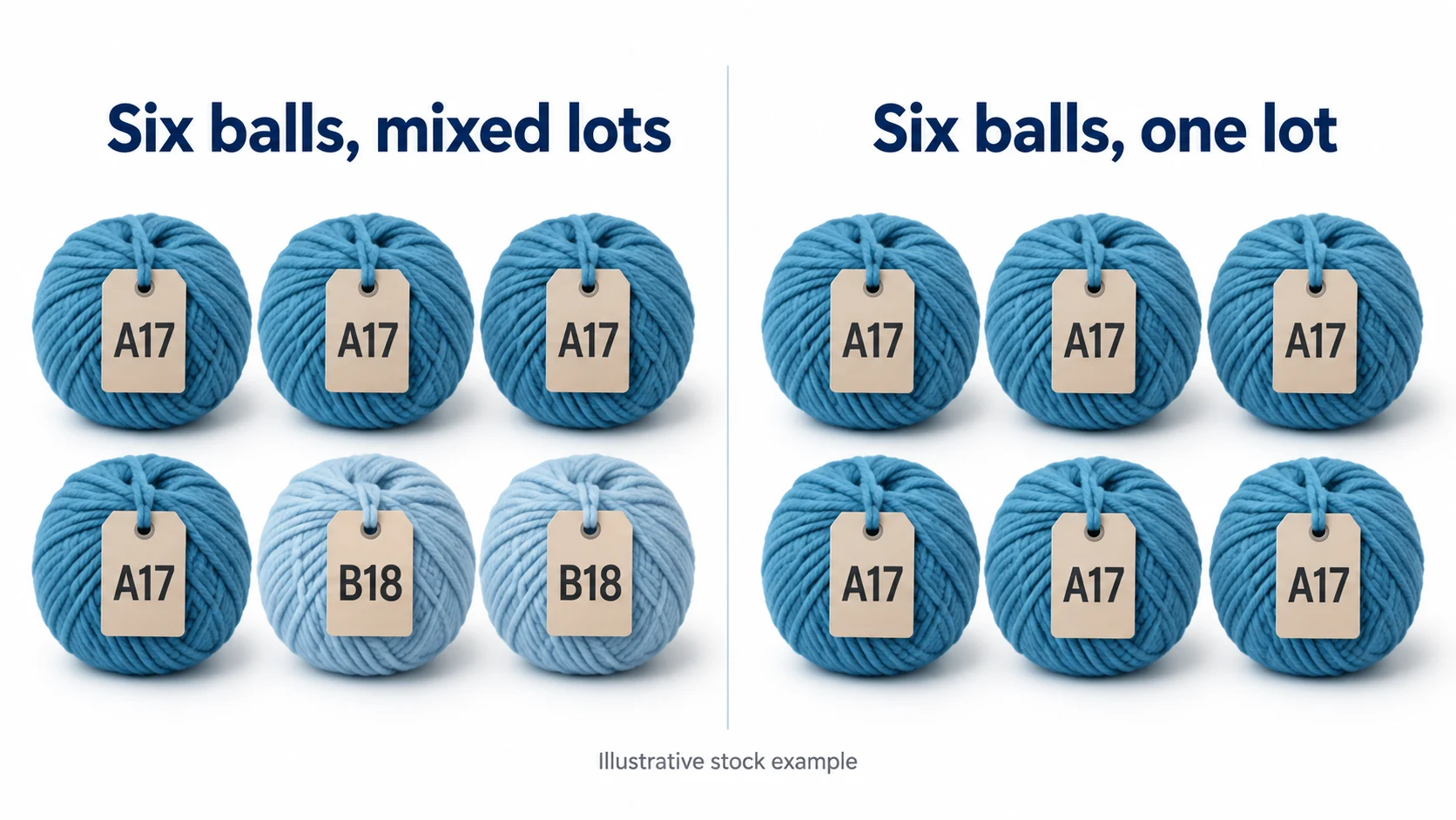 Two six-ball sets: four A17 and two B18 on the left, six A17 balls on the right.